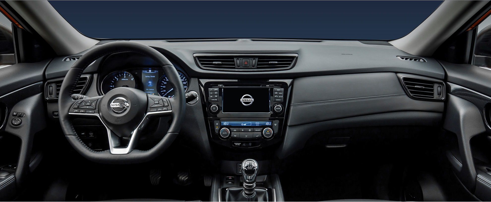 Interior Dash view of Nissan X-TRail