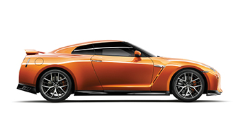 Sideview of orange Nissan GT-R
